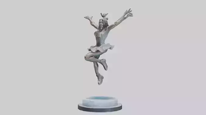 Ice Skater in Lutz Jump statue model