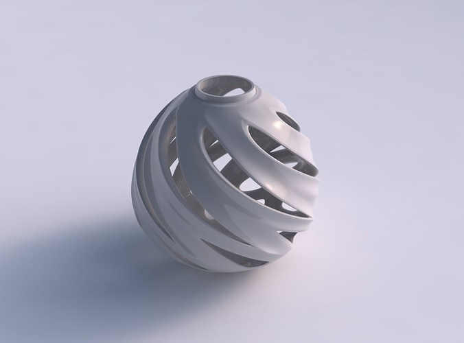 Vase cylindrical compressed with smooth cuts twisted and squeezed