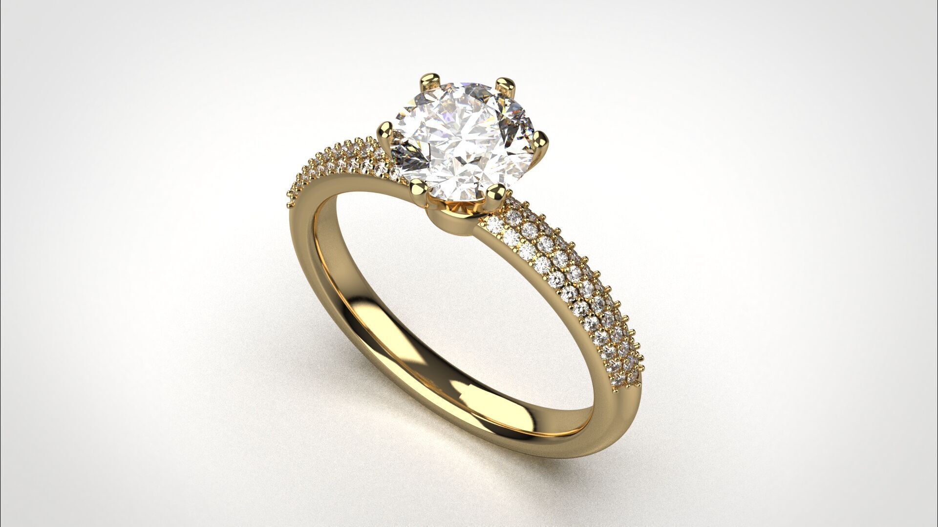 Engagement ring pave 3dm stl obj 3D print model R142 EU55 3D print model_11