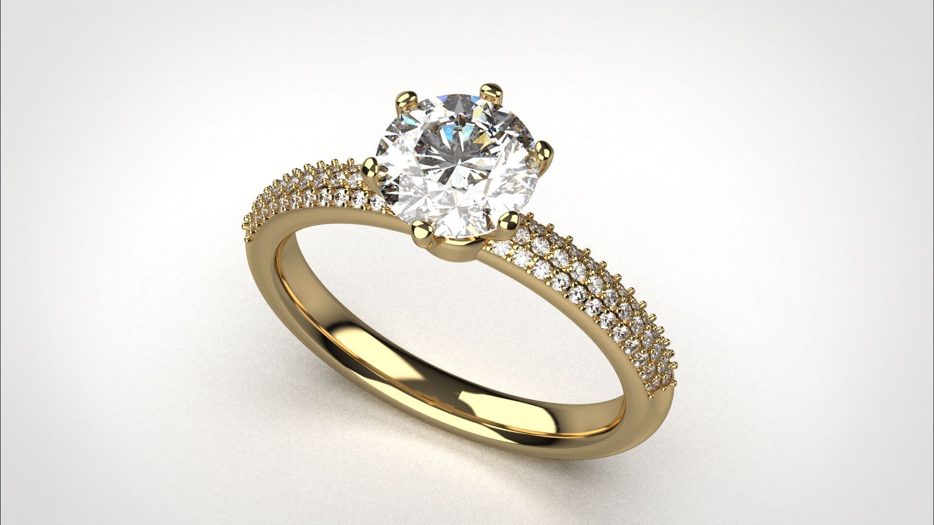 Engagement ring pave 3dm stl obj 3D print model R142 EU55 3D print model_15