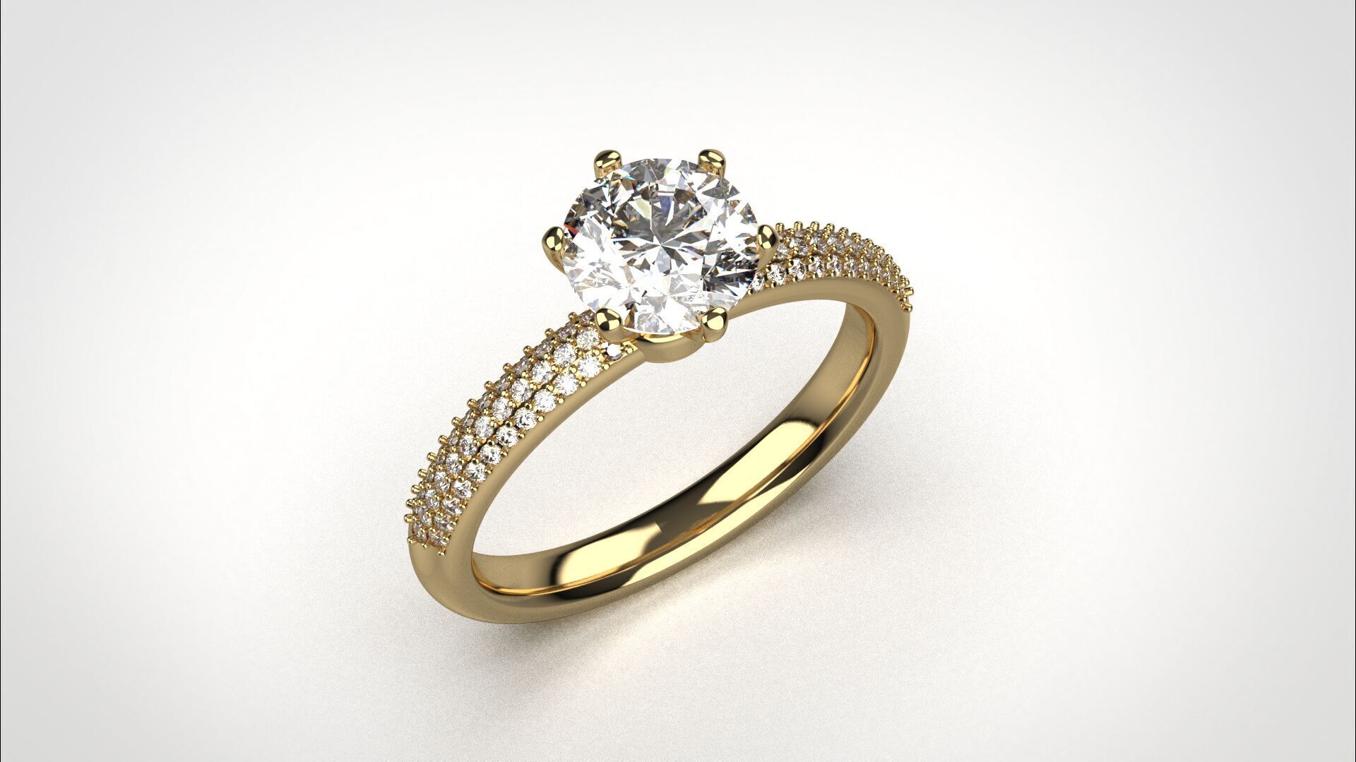 Engagement ring pave 3dm stl obj 3D print model R142 EU55 3D print model_12