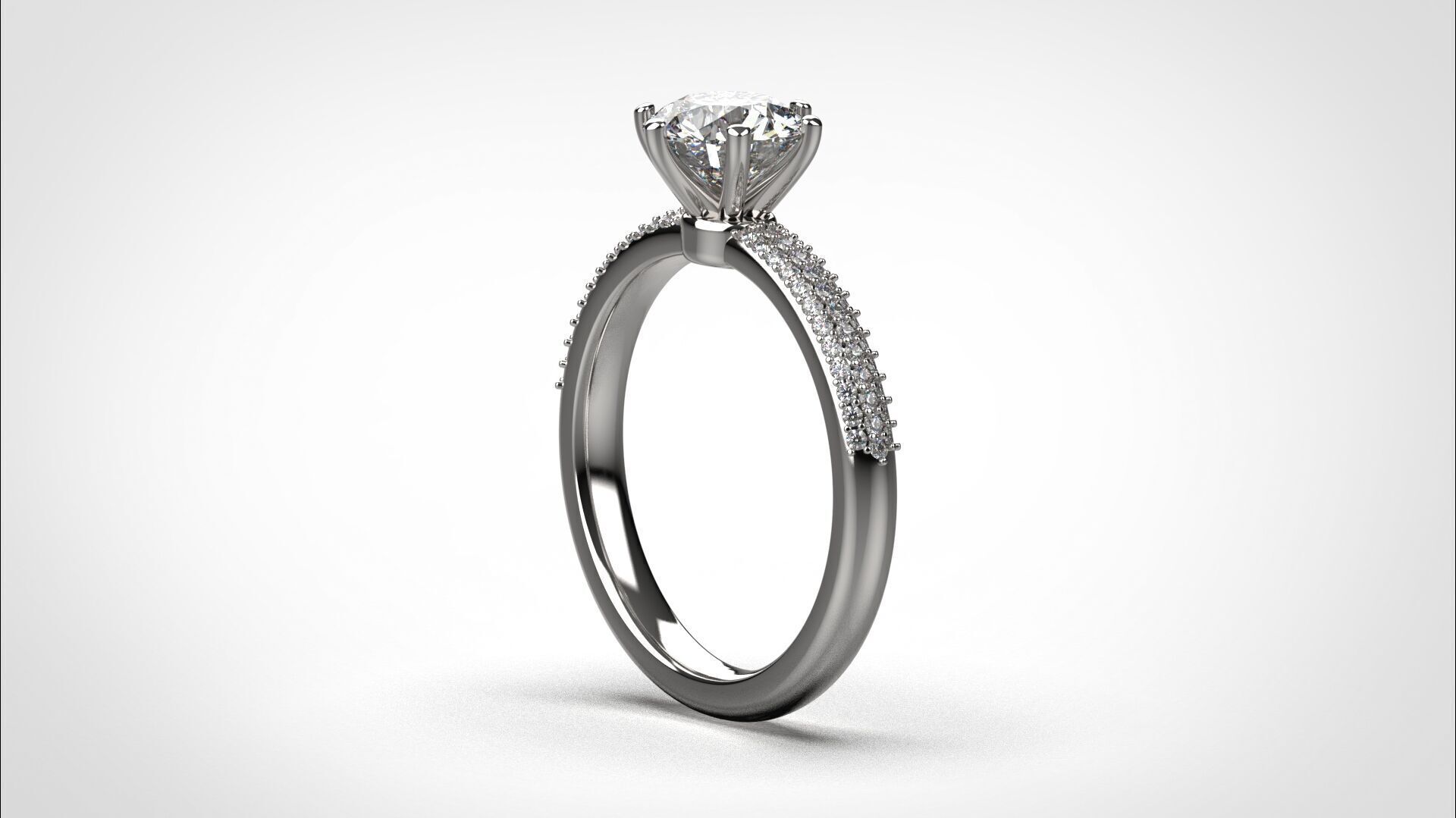 Engagement ring pave 3dm stl obj 3D print model R142 EU55 3D print model_3