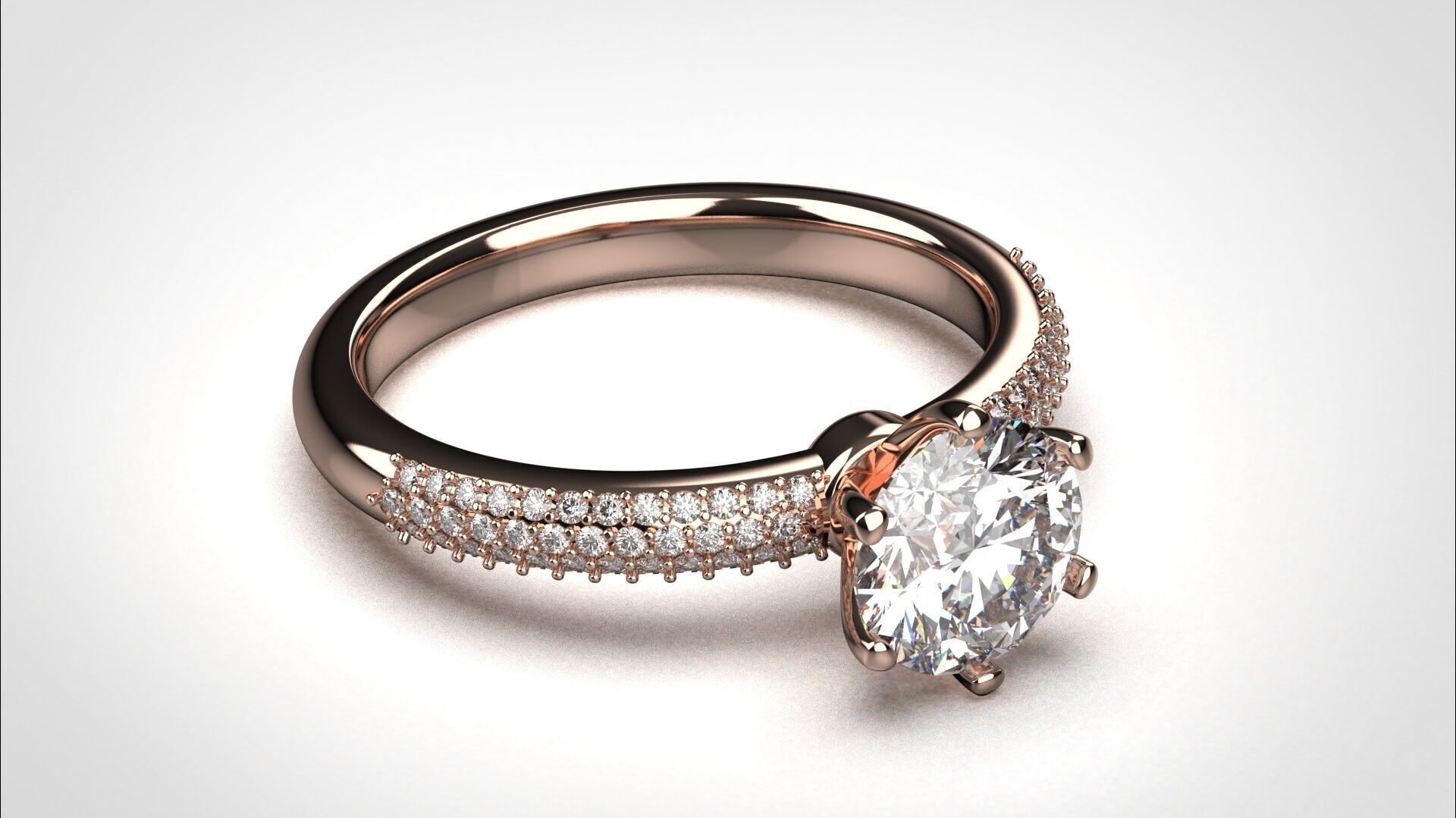 Engagement ring pave 3dm stl obj 3D print model R142 EU55 3D print model_30