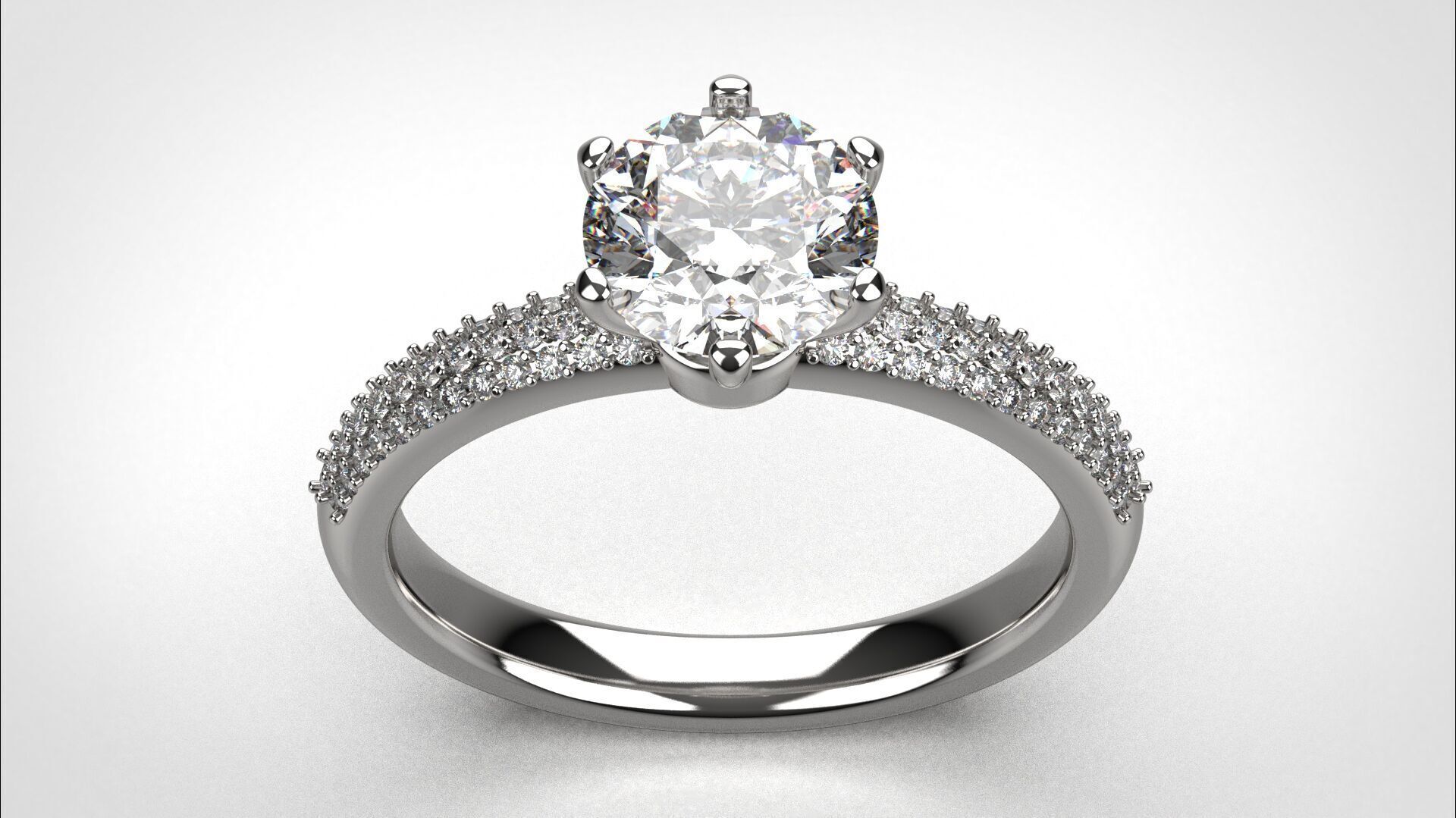 Engagement ring pave 3dm stl obj 3D print model R142 EU55 3D print model_7