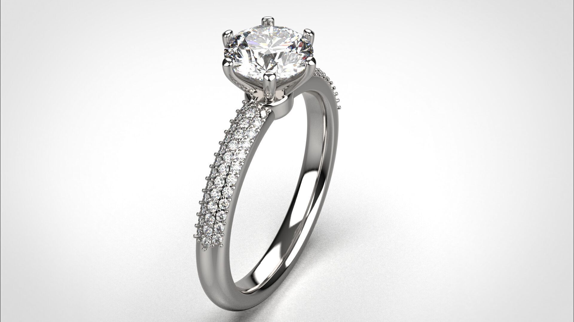 Engagement ring pave 3dm stl obj 3D print model R142 EU55 3D print model_6
