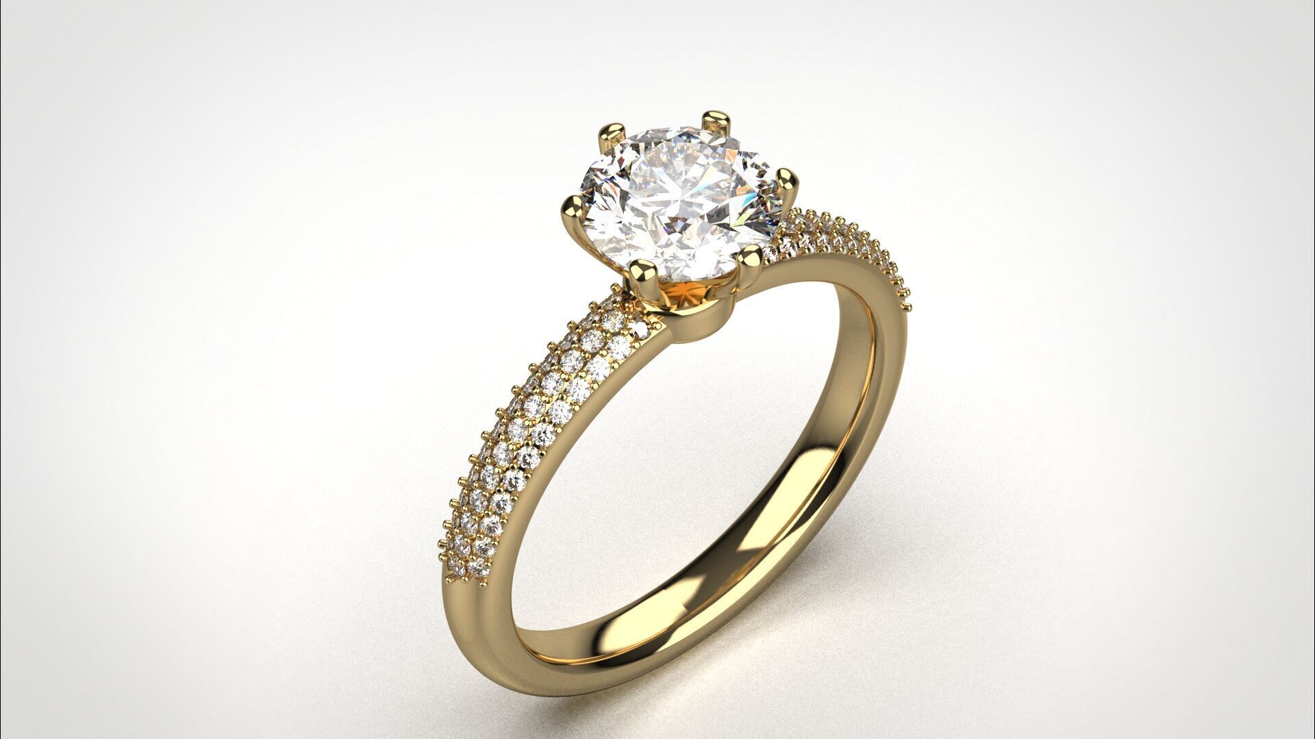 Engagement ring pave 3dm stl obj 3D print model R142 EU55 3D print model_17