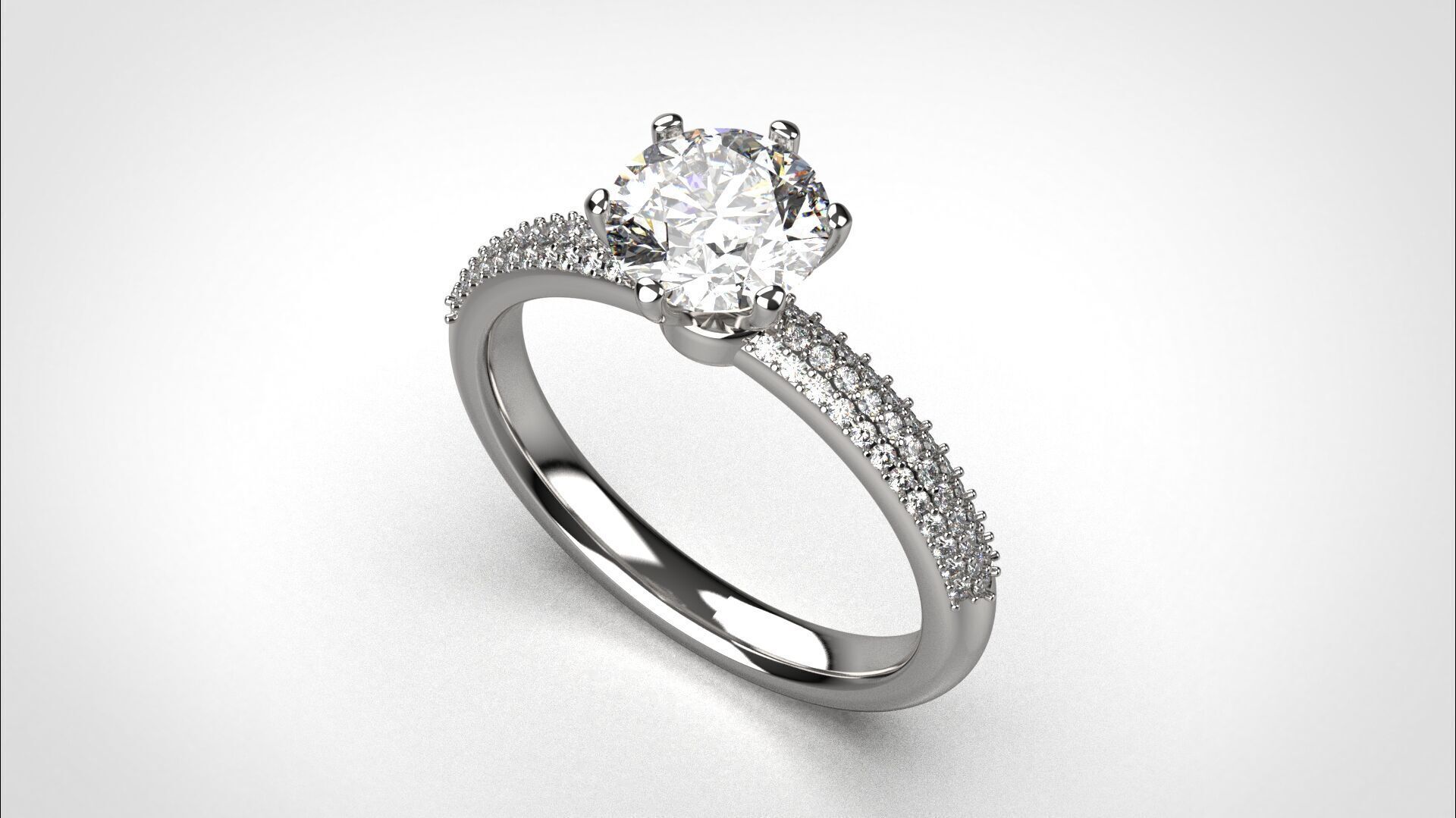 Engagement ring pave 3dm stl obj 3D print model R142 EU55 3D print model_1