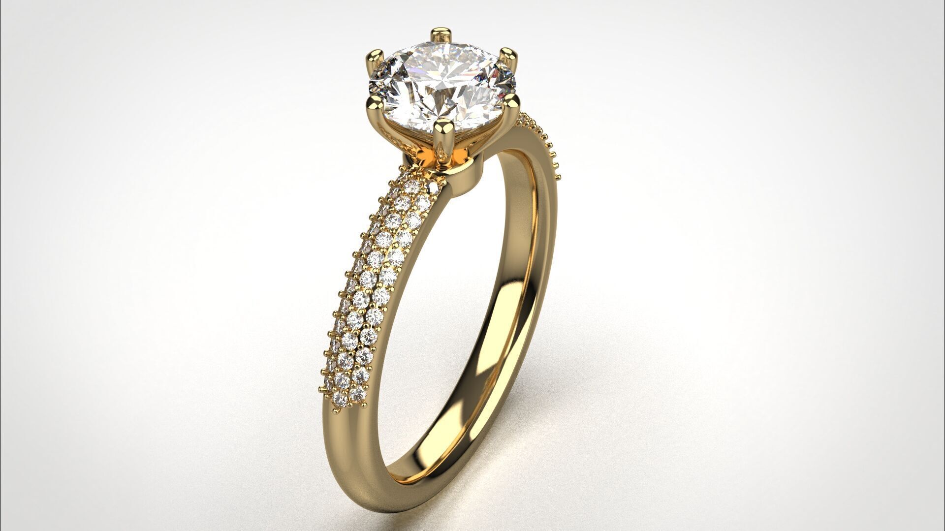 Engagement ring pave 3dm stl obj 3D print model R142 EU55 3D print model_16