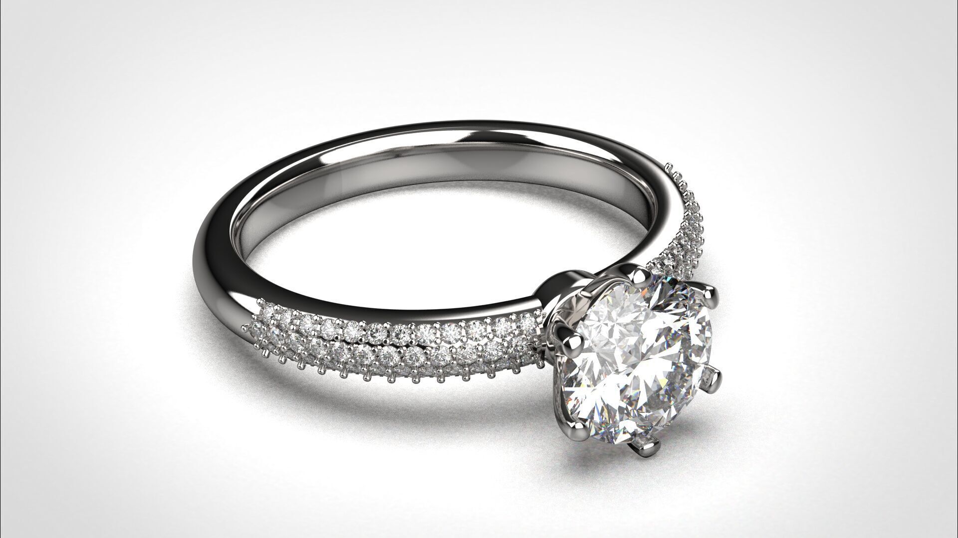 Engagement ring pave 3dm stl obj 3D print model R142 EU55 3D print model_9