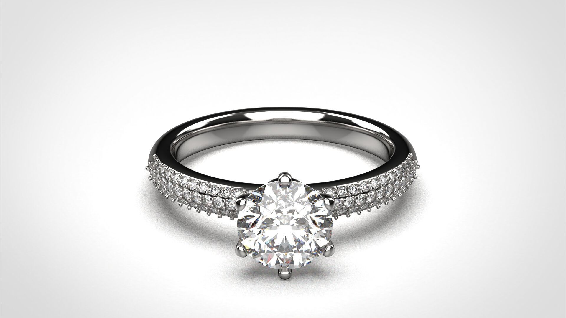 Engagement ring pave 3dm stl obj 3D print model R142 EU55 3D print model_8