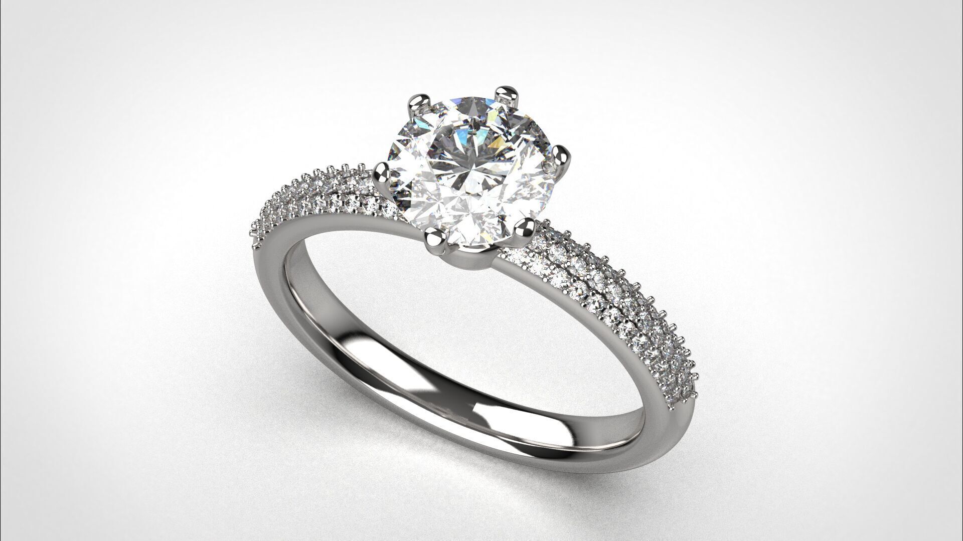 Engagement ring pave 3dm stl obj 3D print model R142 EU55 3D print model_5
