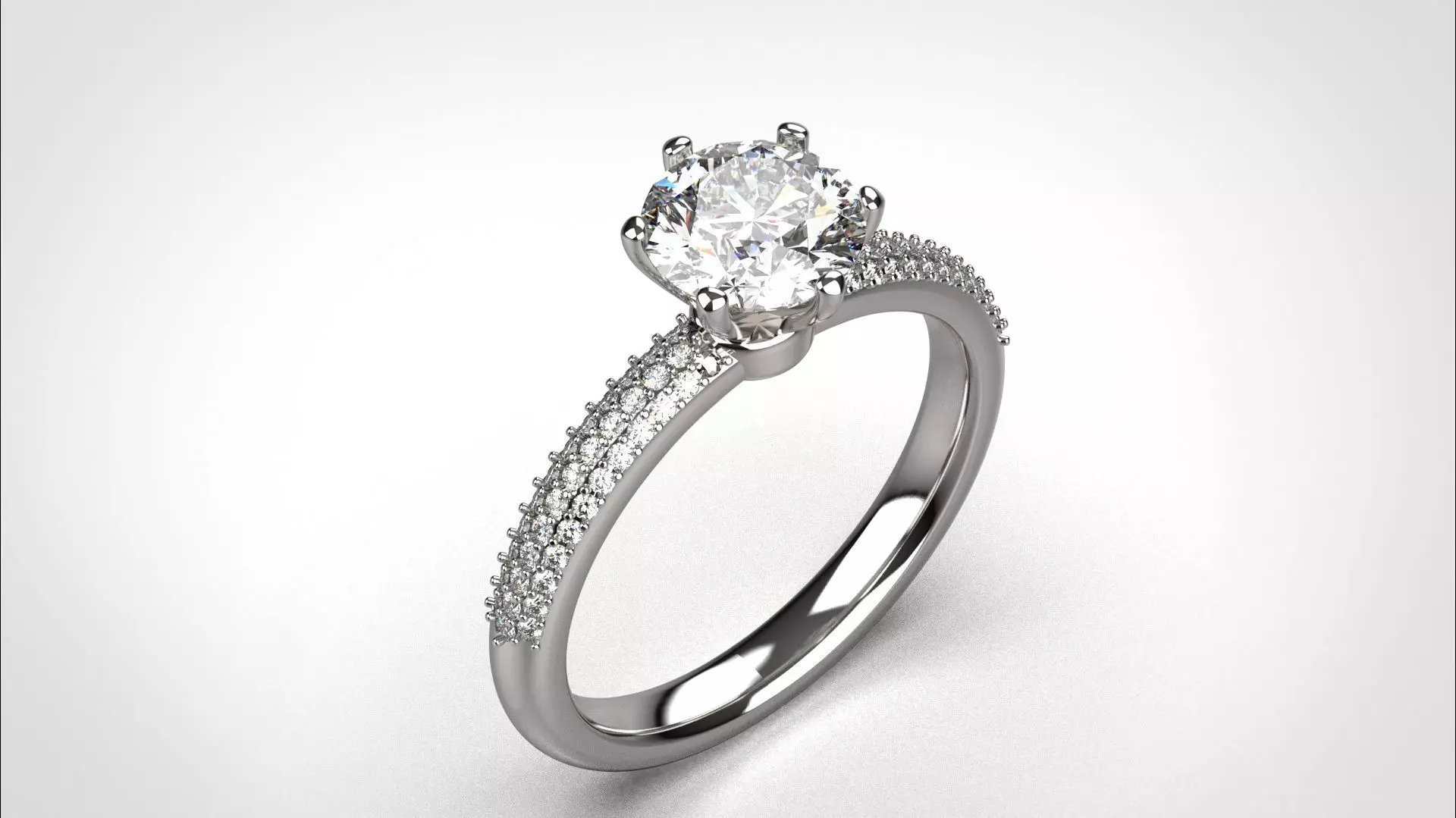 Engagement ring pave 3dm stl obj 3D print model R142 EU55 3D print model_0