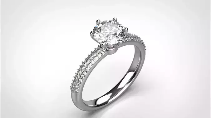 Engagement ring pave 3dm stl obj 3D print model R142 EU55 3D print model