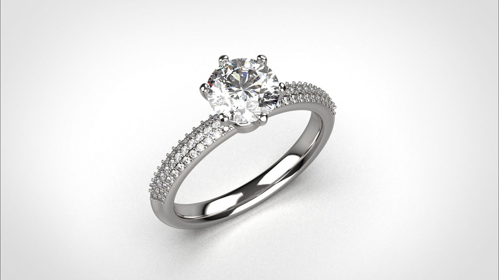 Engagement ring pave 3dm stl obj 3D print model R142 EU55 3D print model_2