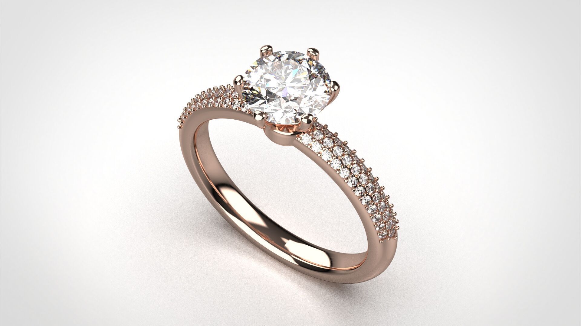 Engagement ring pave 3dm stl obj 3D print model R142 EU55 3D print model_21