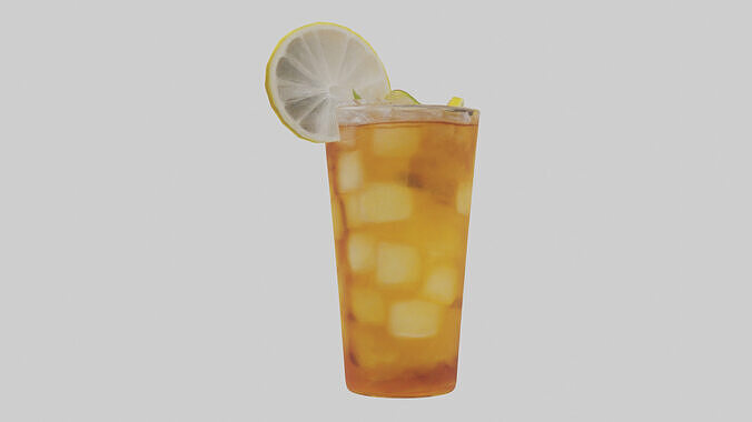 Ice tea with lemon model Low-poly 3D model 2