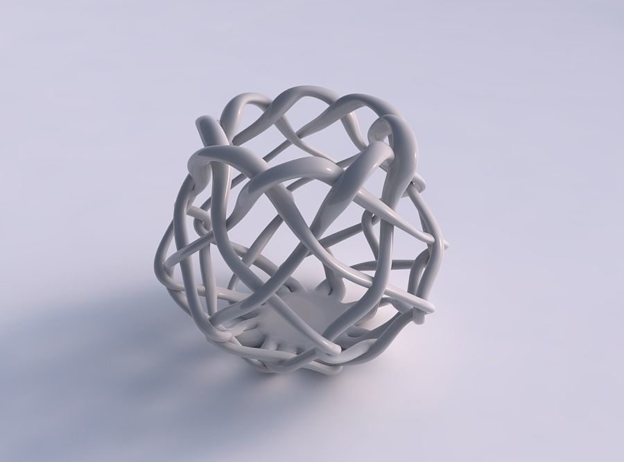 Vase cylindrical with interlacing lattice squeezed 3D print model_0