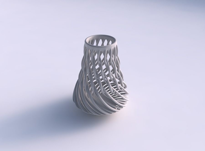 Vase cylindrical with twisted muscle structure wide middle