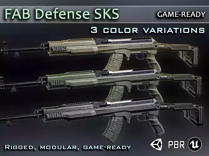 Fab Defense SKS Carbine Game Ready Model Low-poly 3D model
