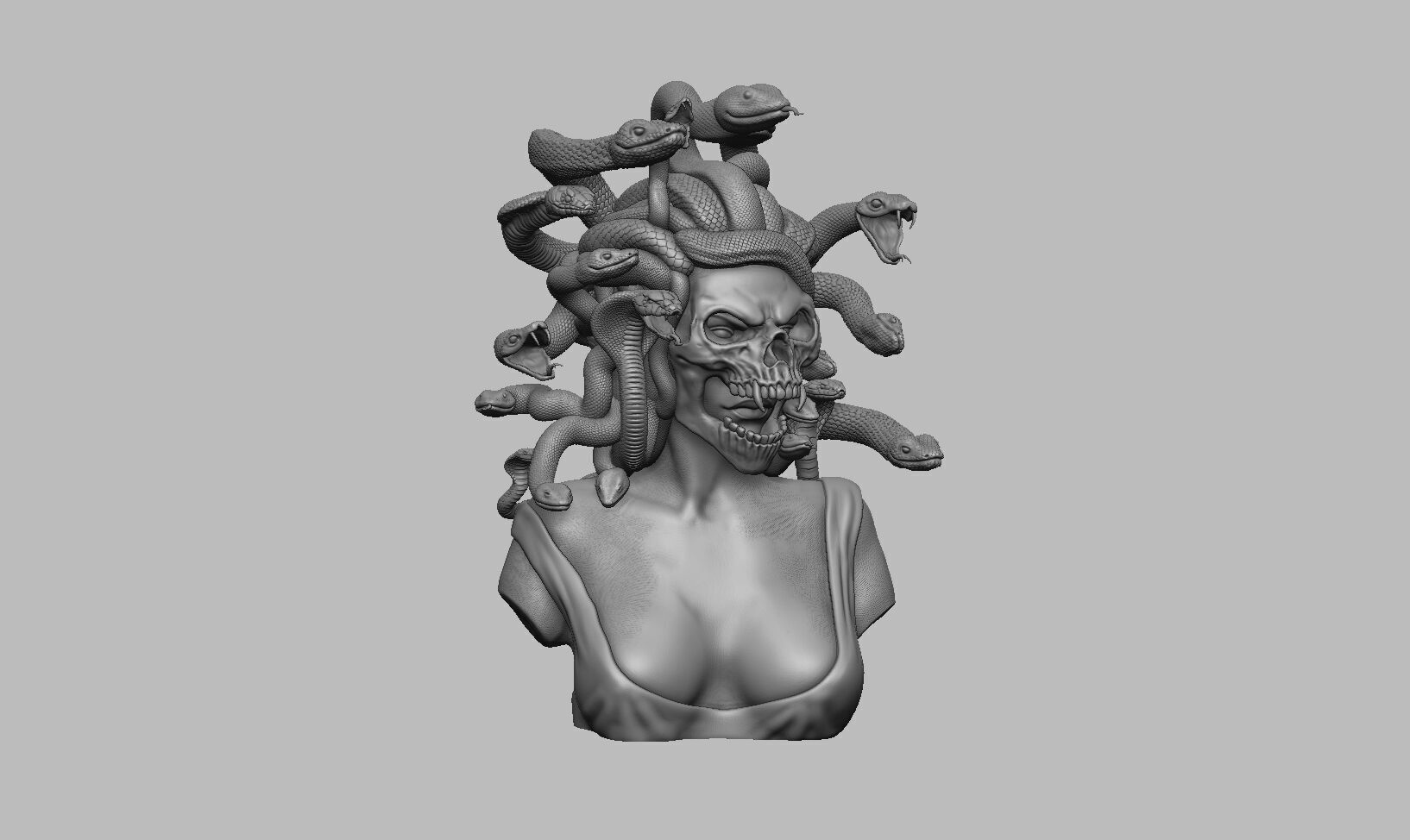 Medusa skull mask 3D print model_7