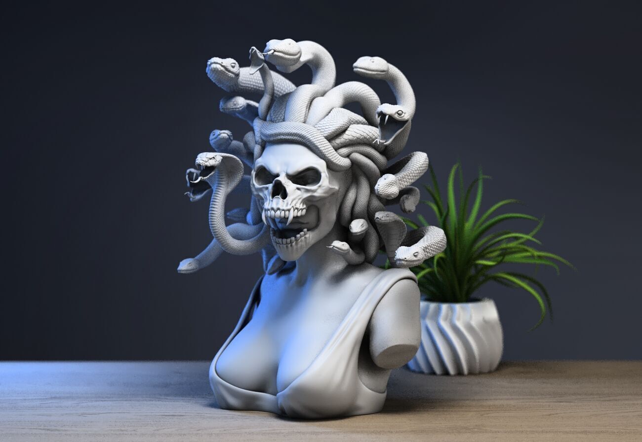 Medusa skull mask 3D print model_1