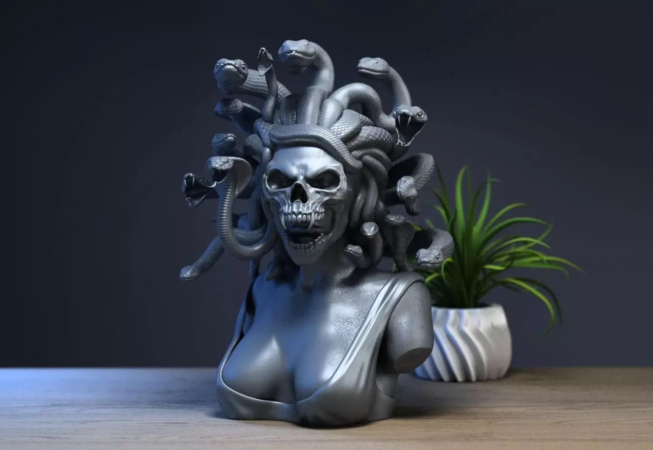 Medusa skull mask 3D print model_0