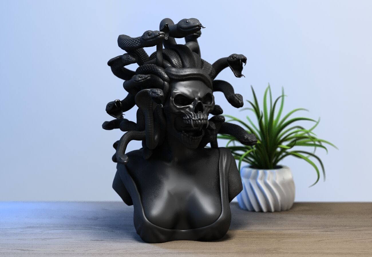 Medusa skull mask 3D print model_2