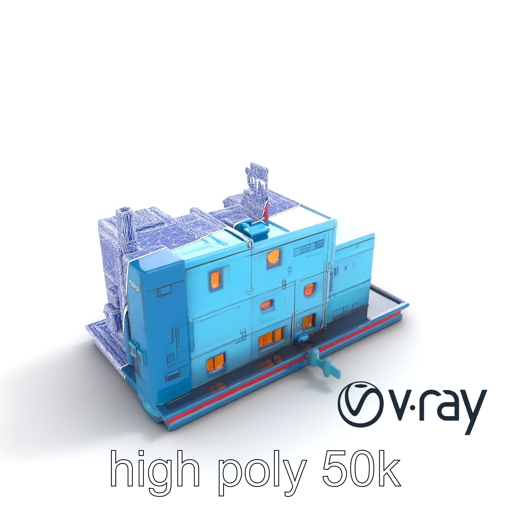 Cyberpunk City Block Neon Asymmetric Shapes model pack Low-poly 3D model_27