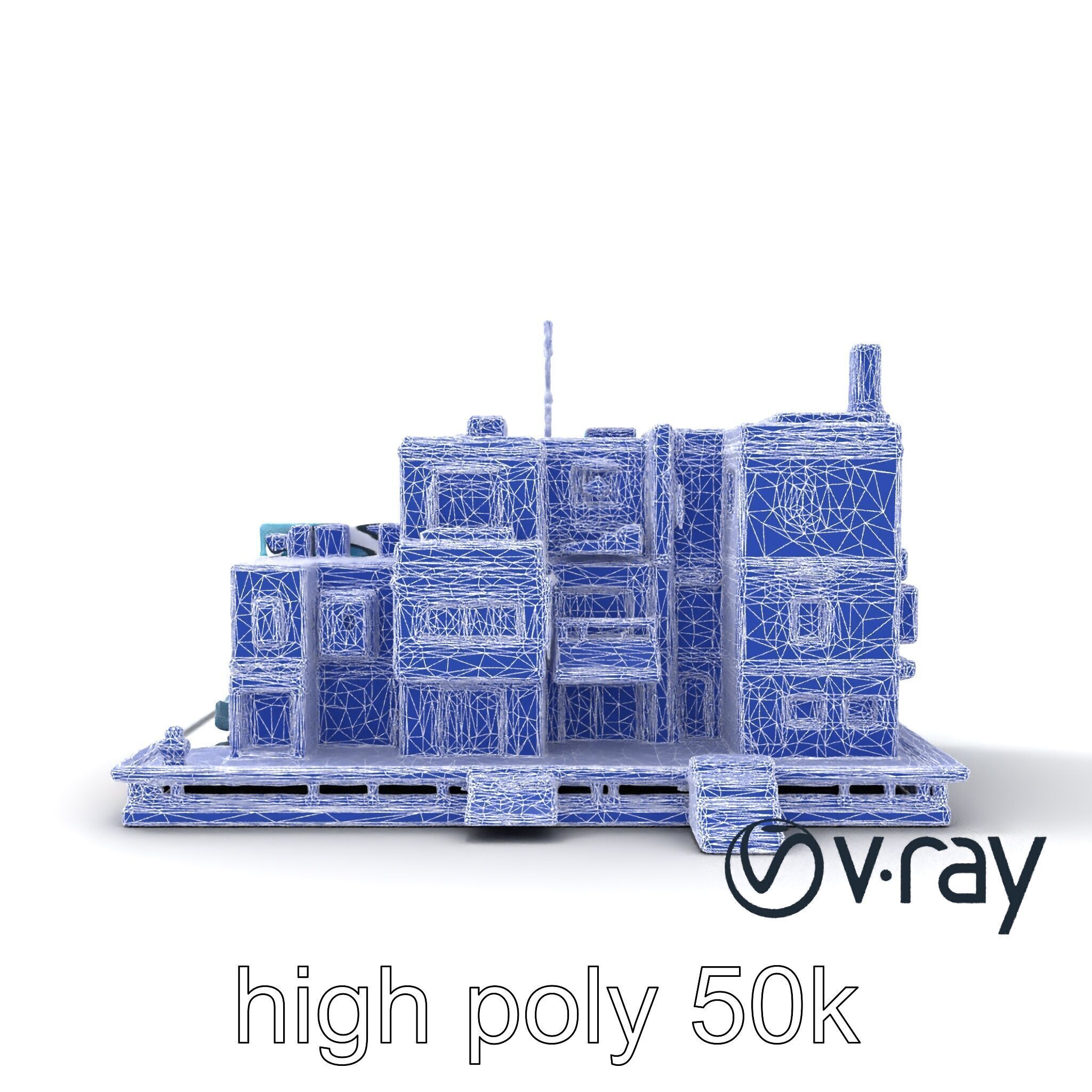 Cyberpunk City Block Neon Asymmetric Shapes model pack Low-poly 3D model_29