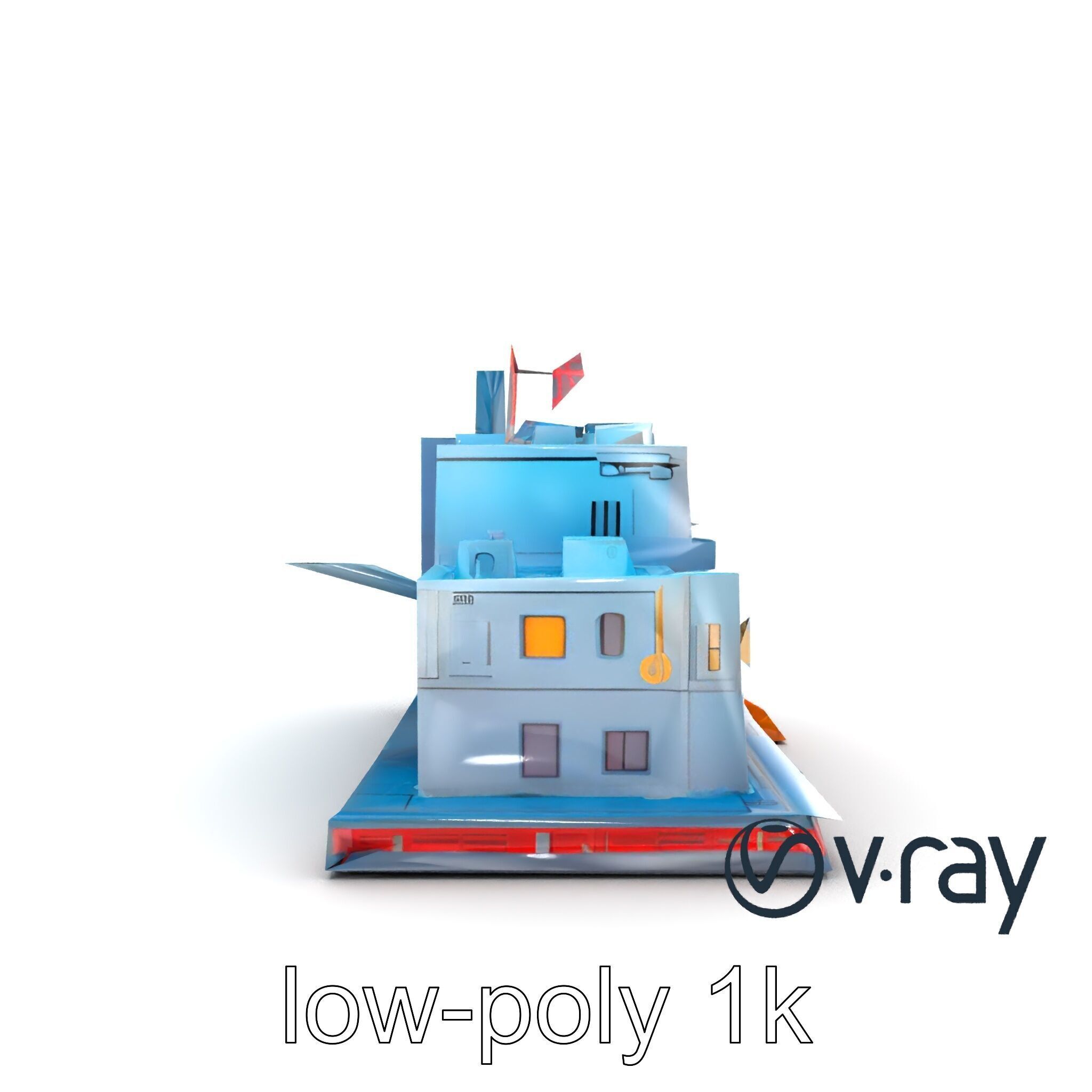 Cyberpunk City Block Neon Asymmetric Shapes model pack Low-poly 3D model_14