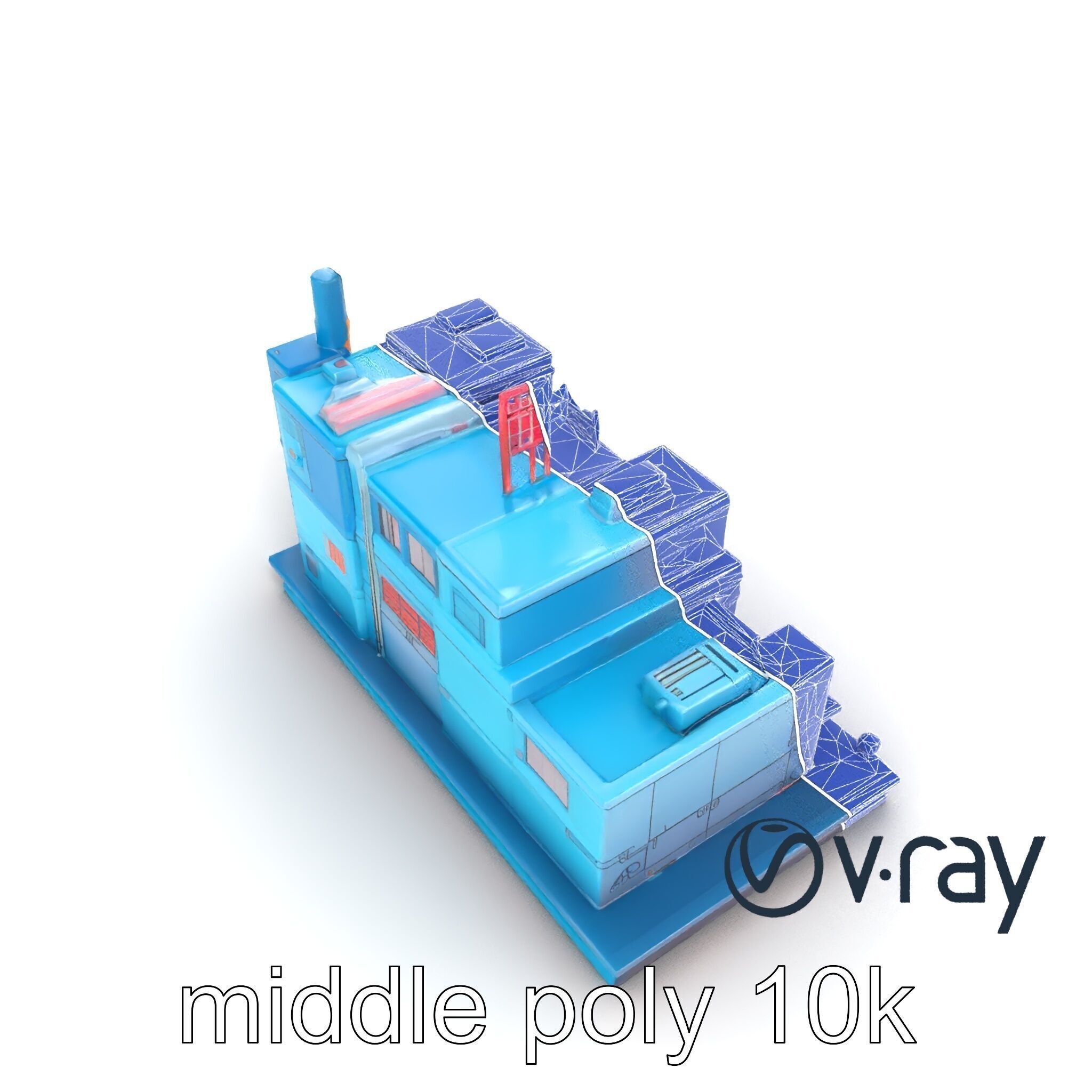 Cyberpunk City Block Neon Asymmetric Shapes model pack Low-poly 3D model_23