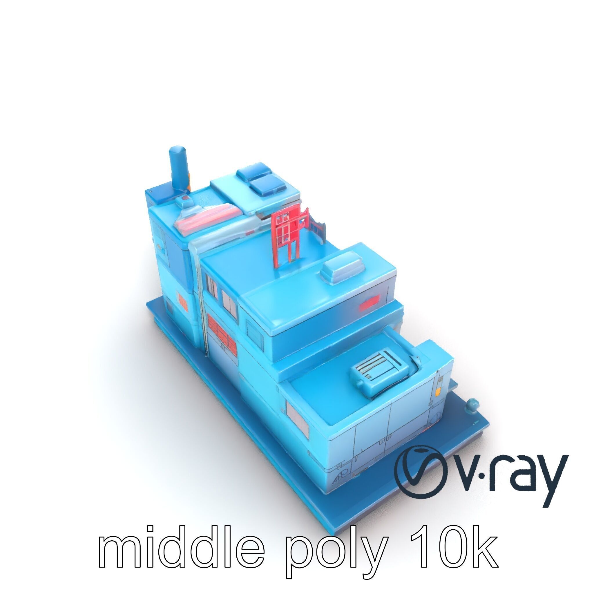 Cyberpunk City Block Neon Asymmetric Shapes model pack Low-poly 3D model_28