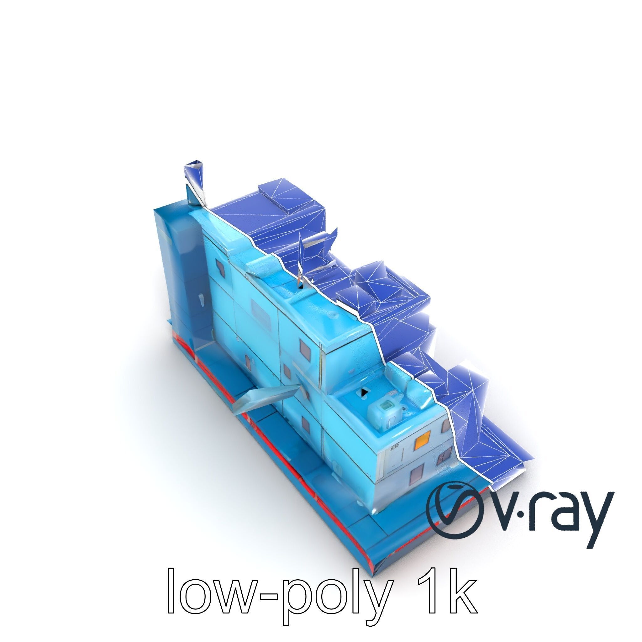 Cyberpunk City Block Neon Asymmetric Shapes model pack Low-poly 3D model_25