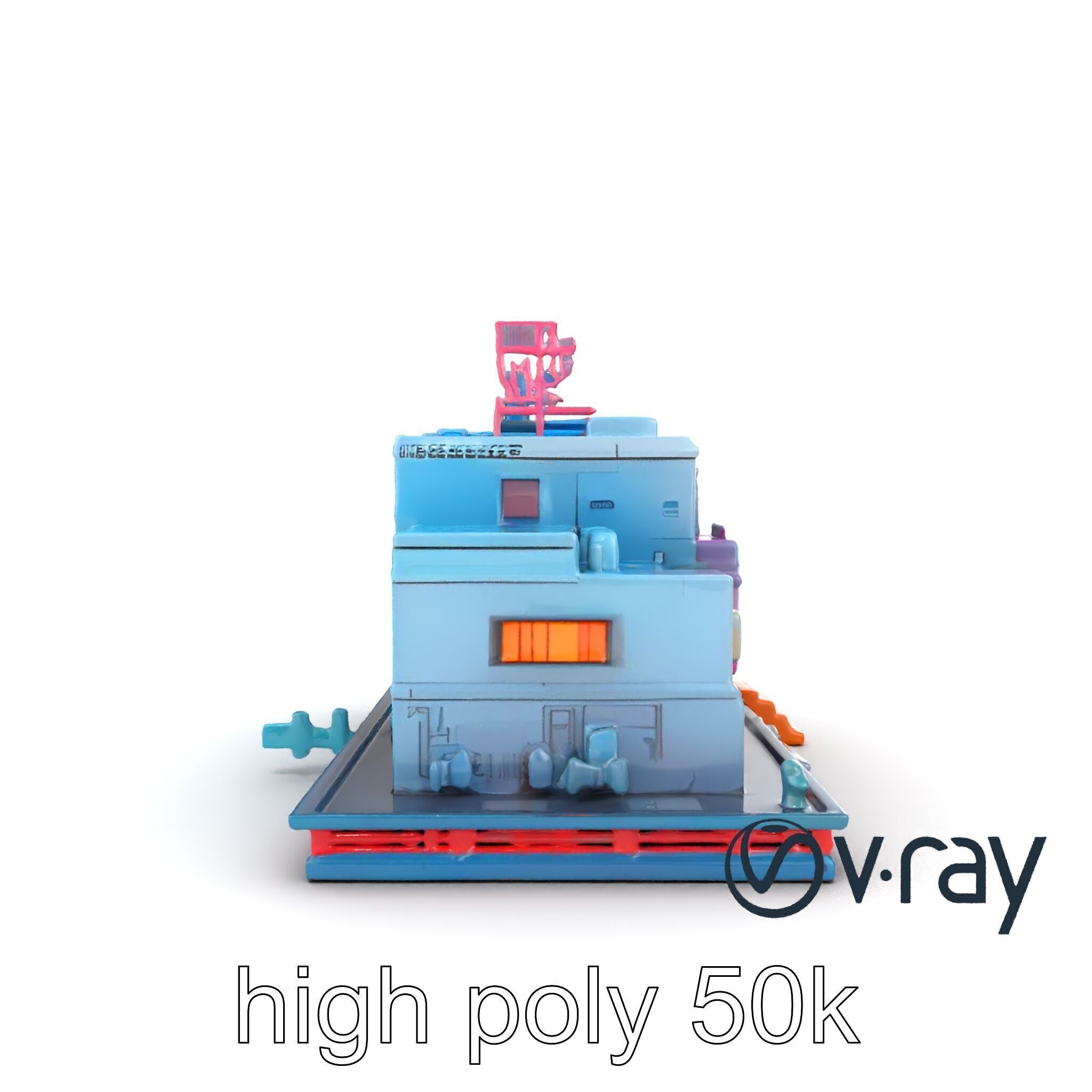 Cyberpunk City Block Neon Asymmetric Shapes model pack Low-poly 3D model_20