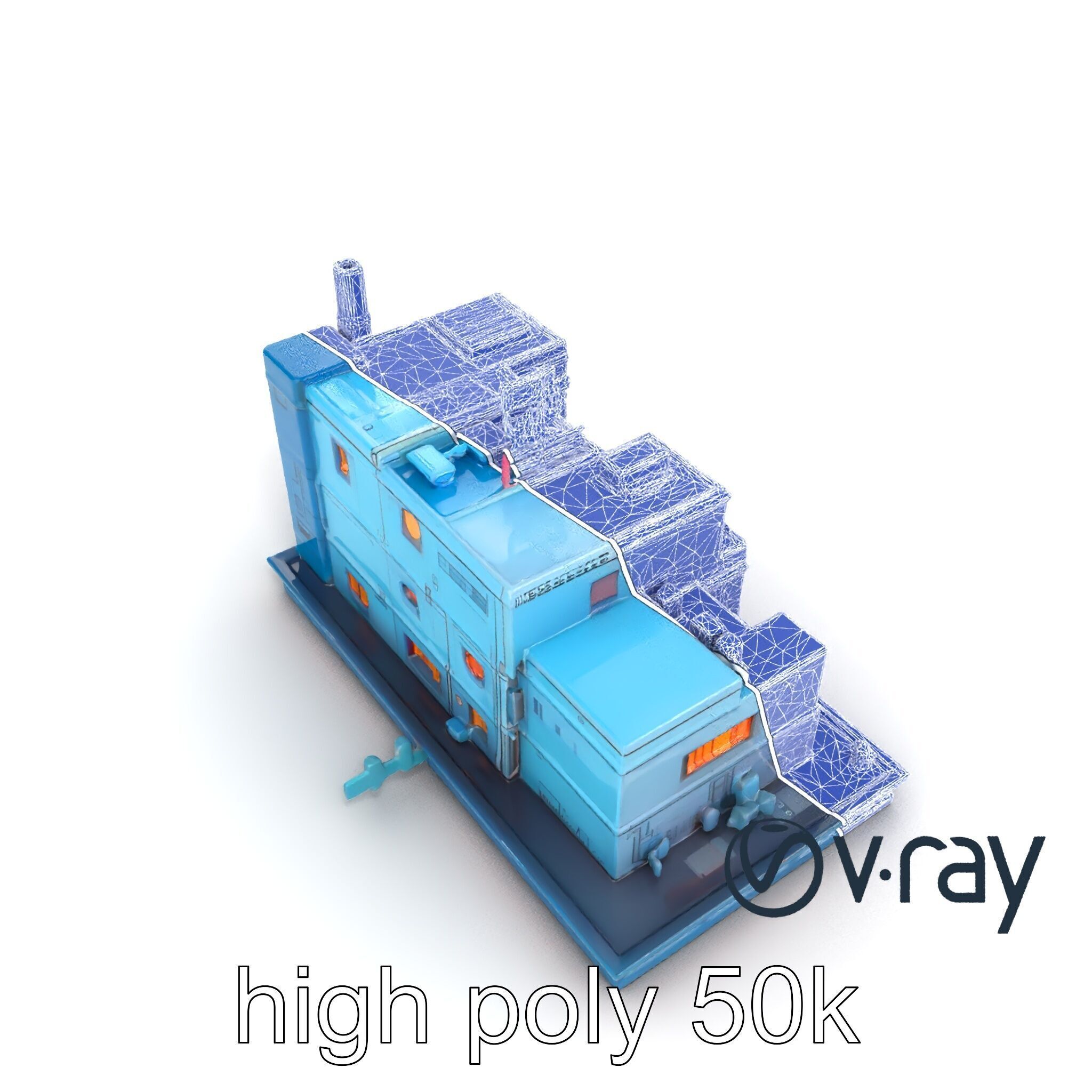 Cyberpunk City Block Neon Asymmetric Shapes model pack Low-poly 3D model_24