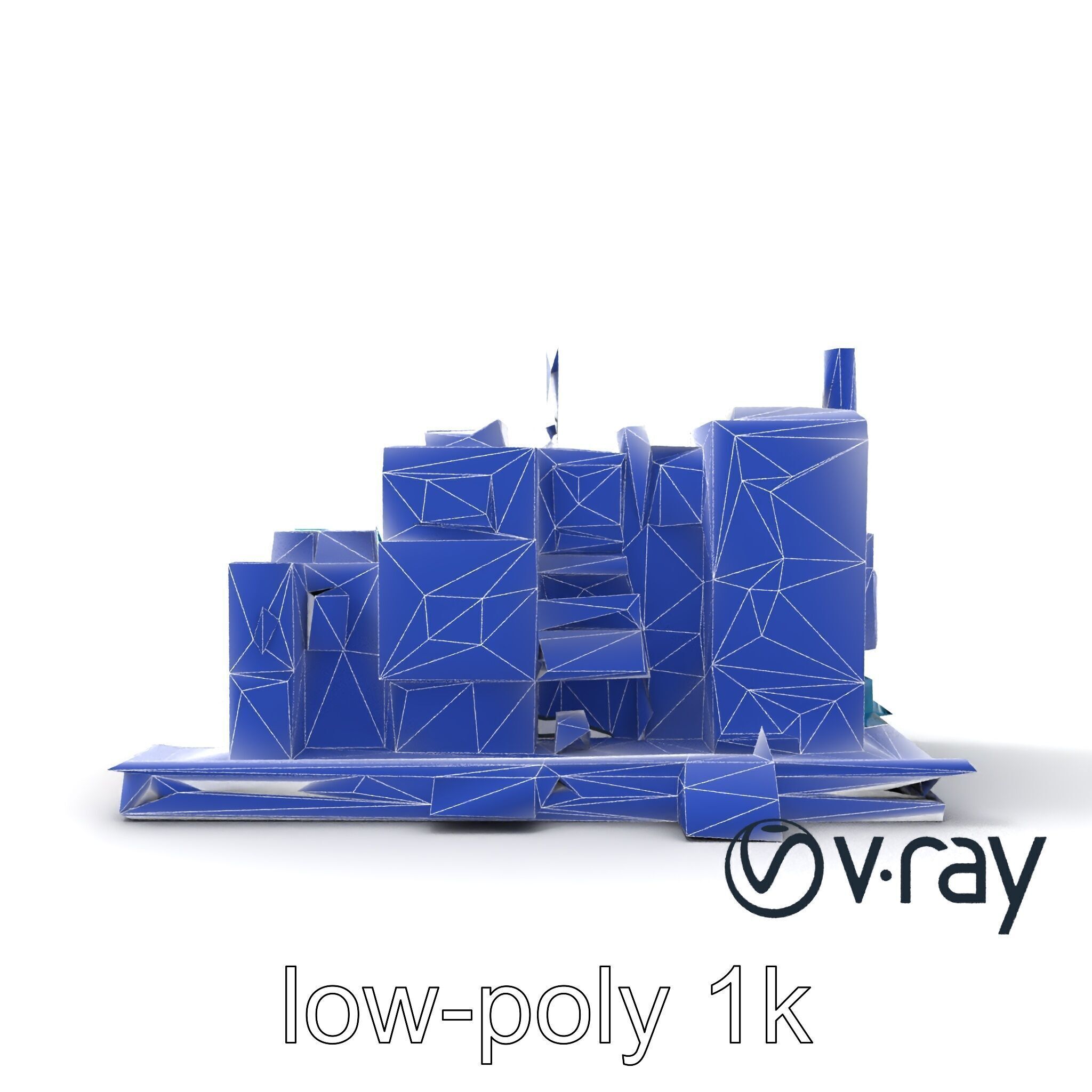 Cyberpunk City Block Neon Asymmetric Shapes model pack Low-poly 3D model_19