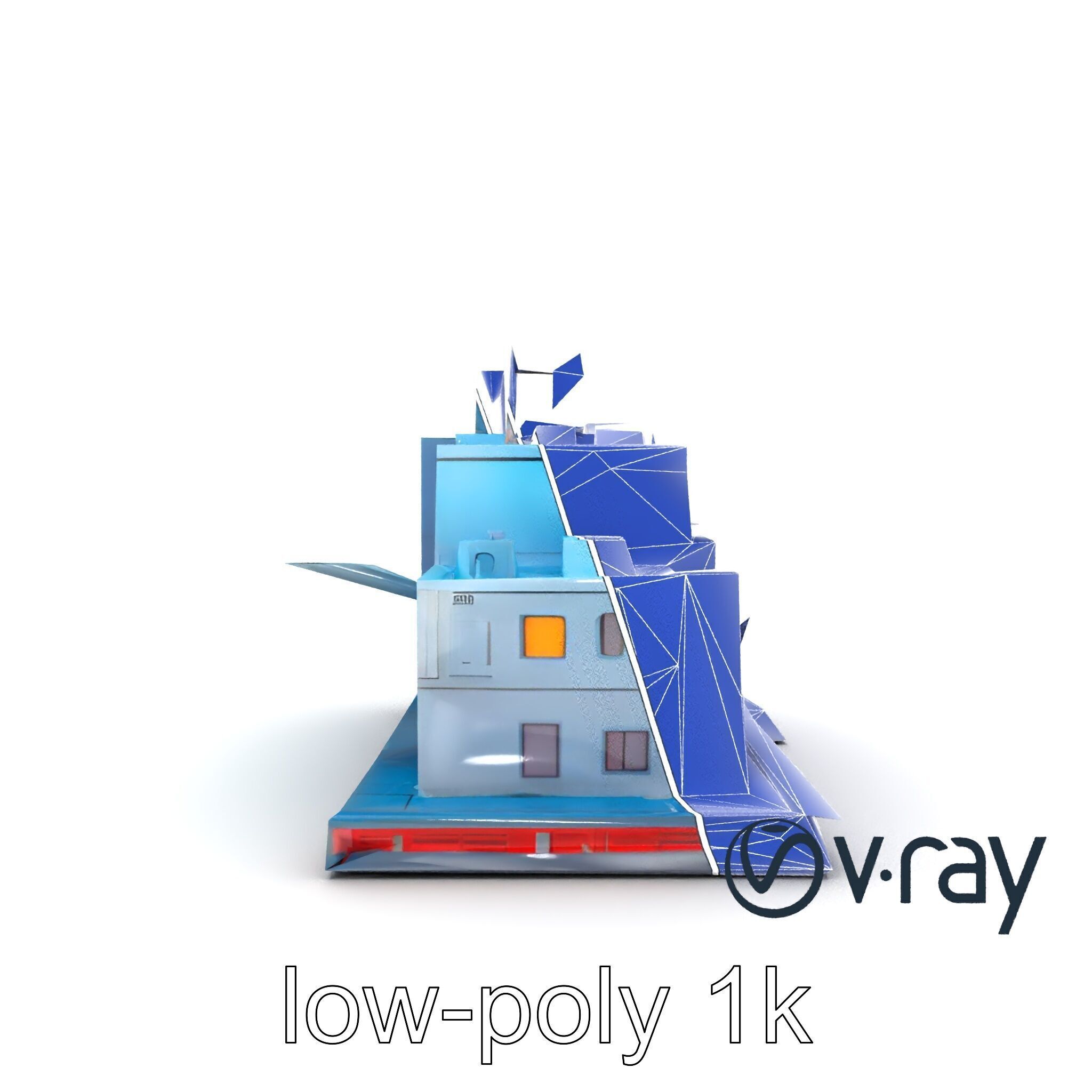 Cyberpunk City Block Neon Asymmetric Shapes model pack Low-poly 3D model_30