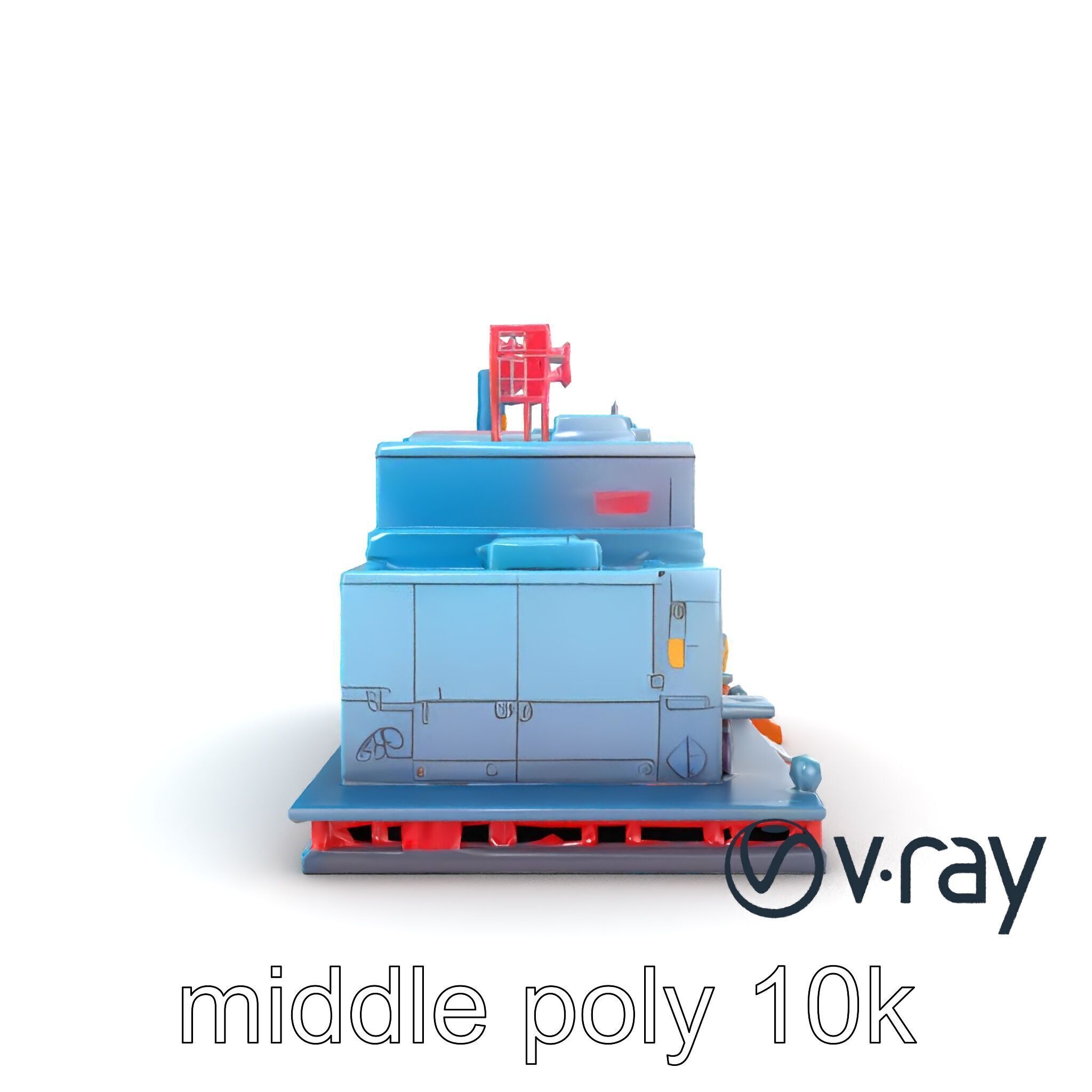 Cyberpunk City Block Neon Asymmetric Shapes model pack Low-poly 3D model_13