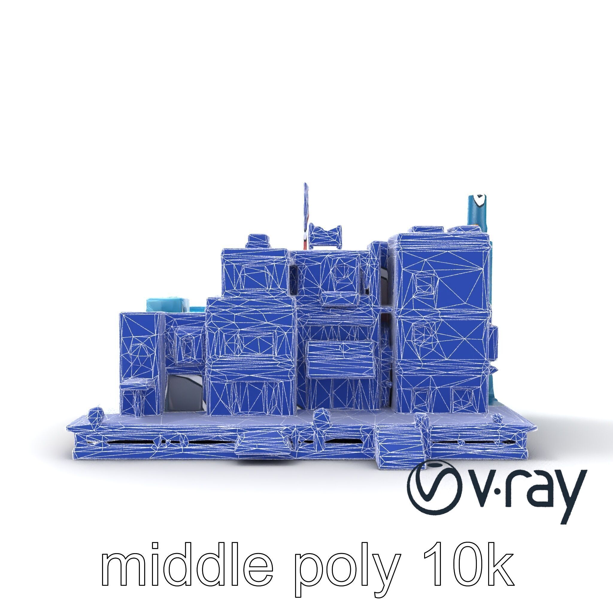 Cyberpunk City Block Neon Asymmetric Shapes model pack Low-poly 3D model_31