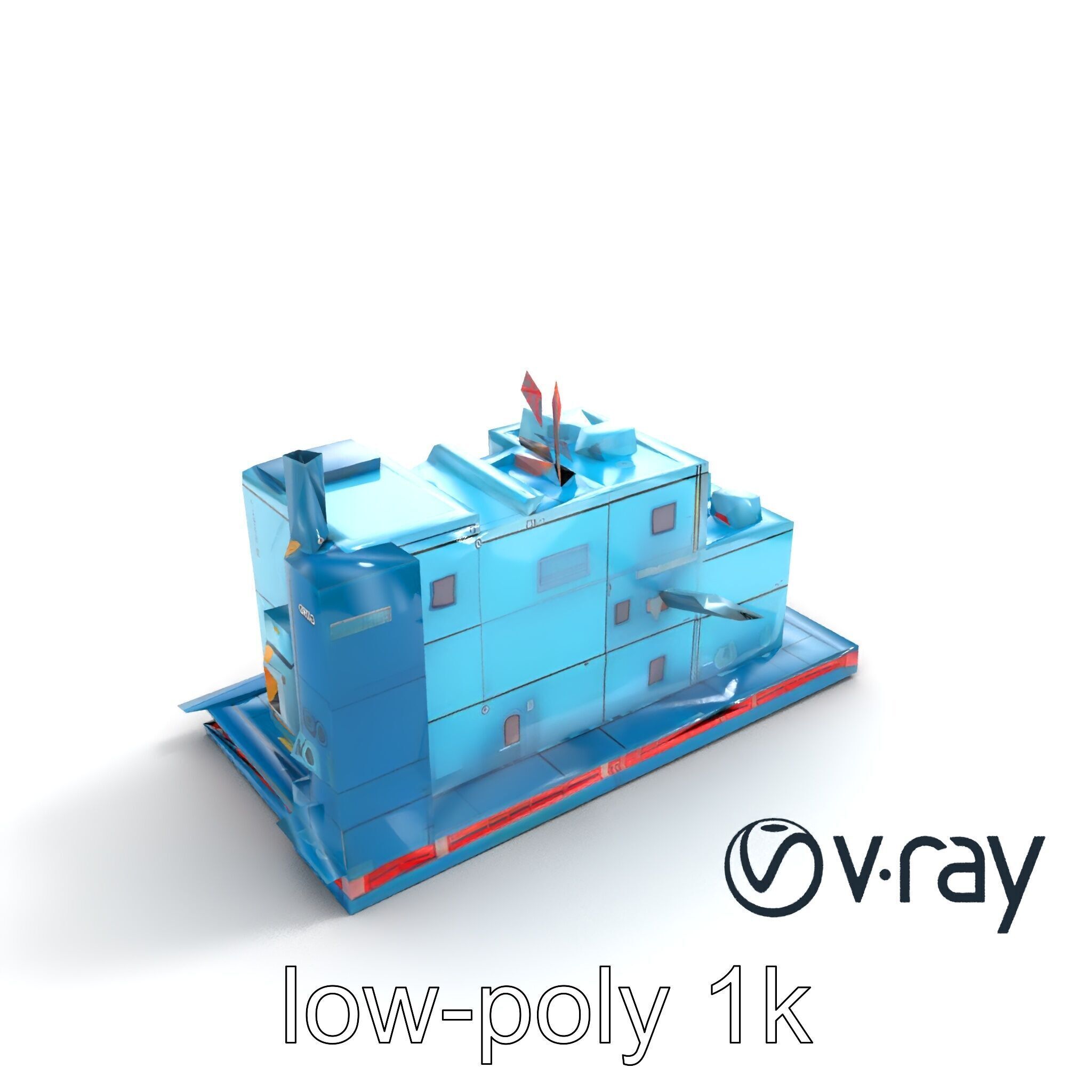 Cyberpunk City Block Neon Asymmetric Shapes model pack Low-poly 3D model_9