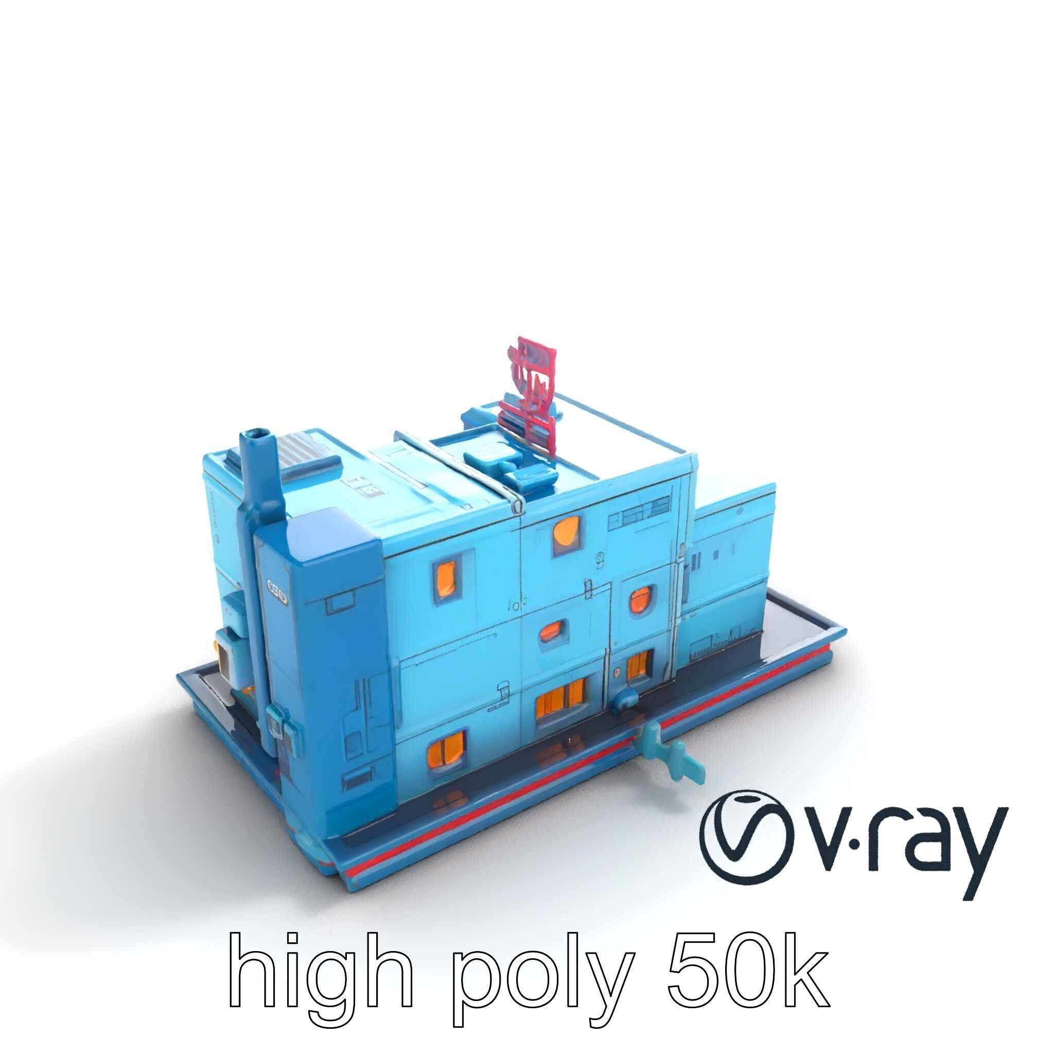 Cyberpunk City Block Neon Asymmetric Shapes model pack Low-poly 3D model_10
