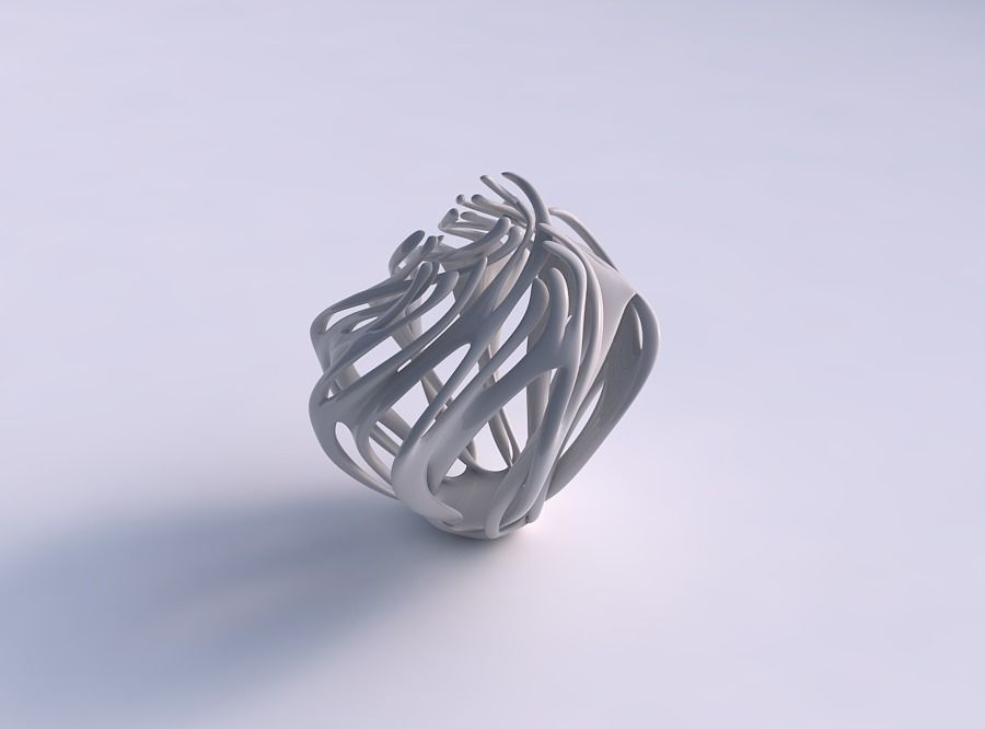 Vase deformed 2 tall with twisted branches squeezed 3D print model_0