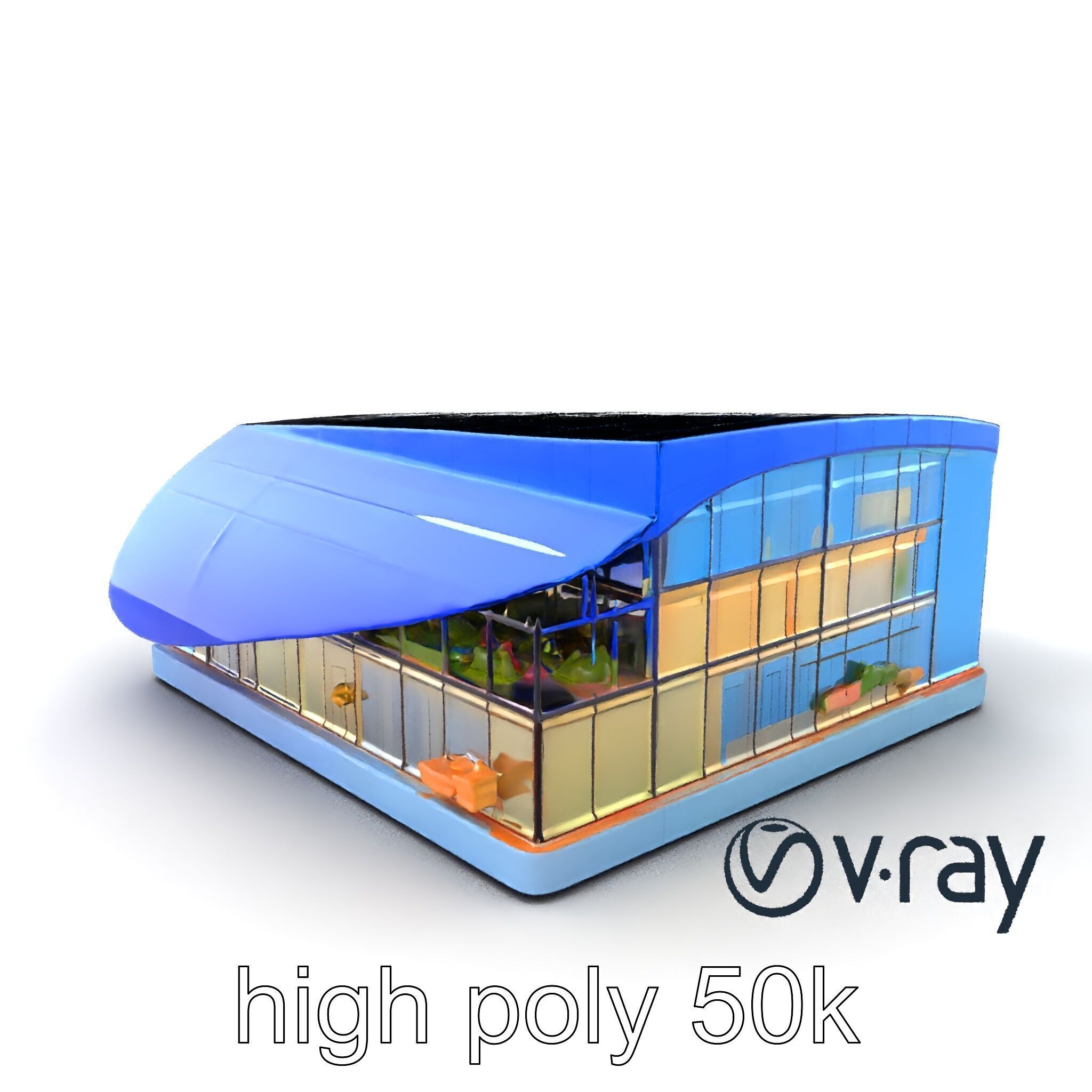 Dynamic Office Center Glass Architecture model pack Low-poly 3D model_7