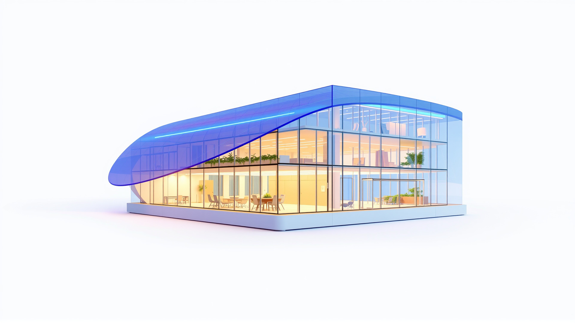 Dynamic Office Center Glass Architecture model pack Low-poly 3D model_4