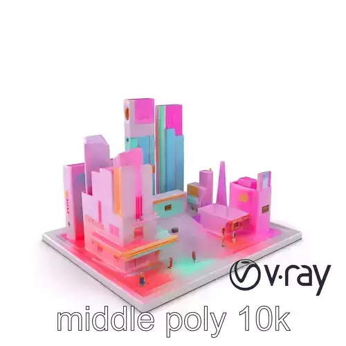 Neon Urban Square with Digital Panels model pack