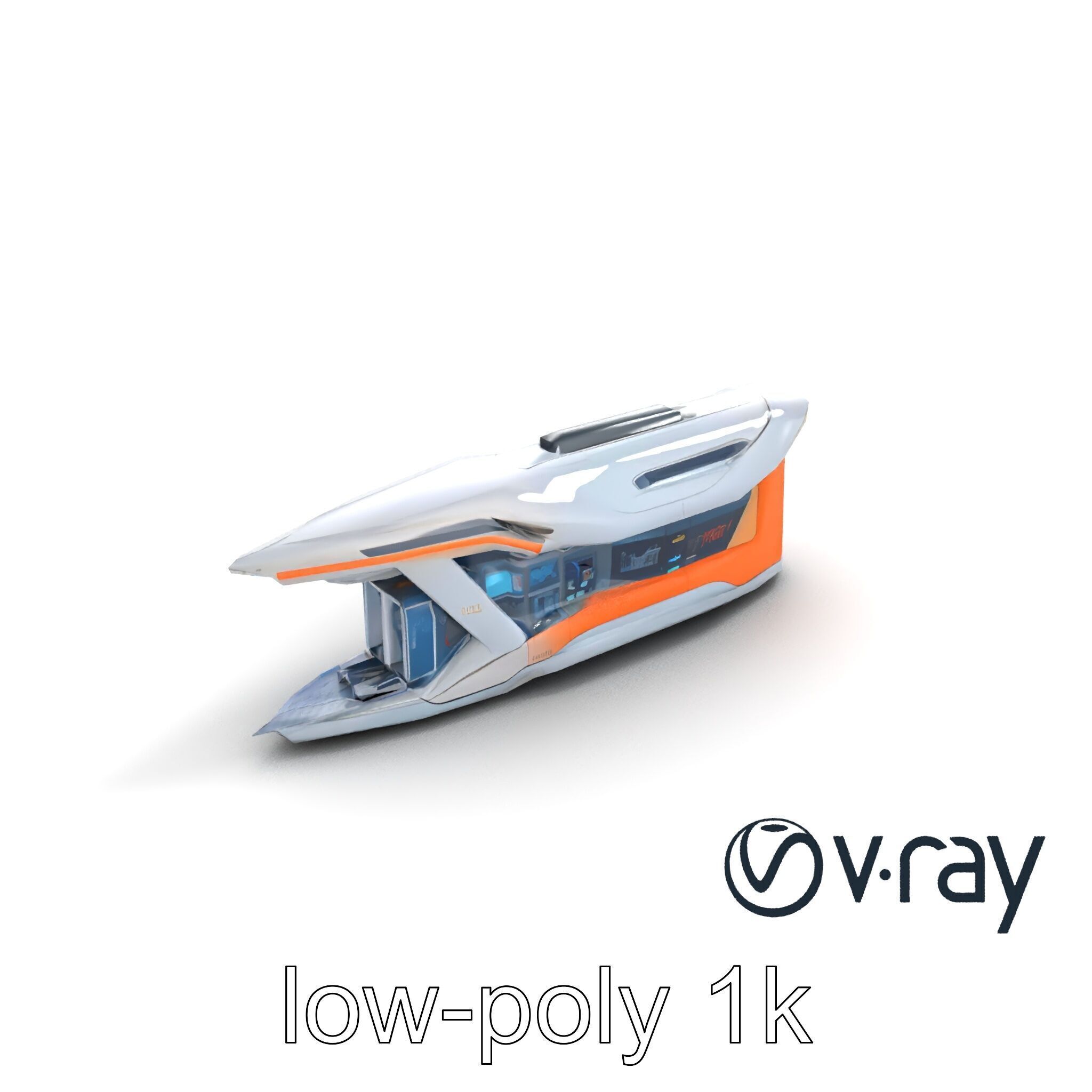 Futuristic Transport Node with Neon Accents model pack Low-poly 3D model_9