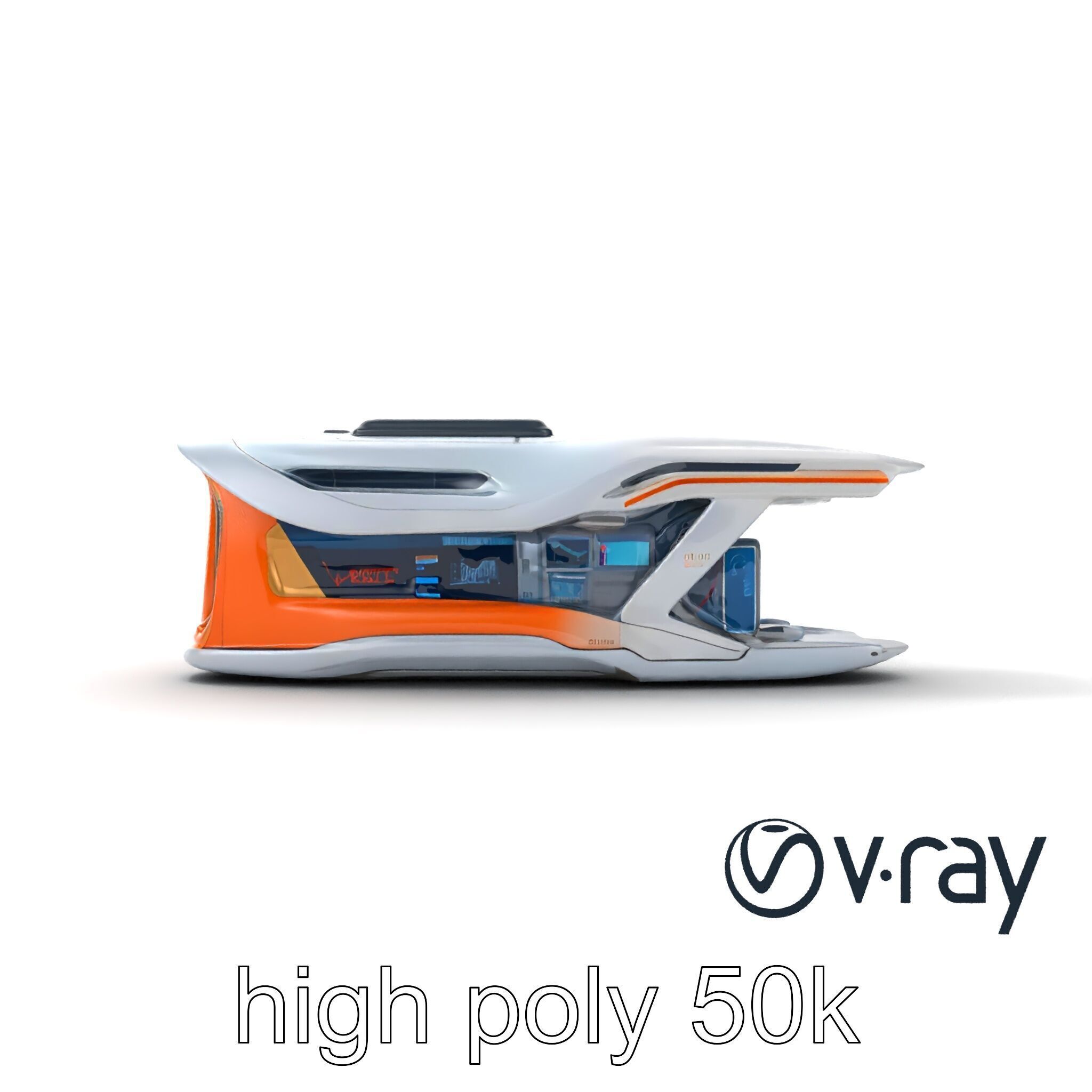 Futuristic Transport Node with Neon Accents model pack Low-poly 3D model_23