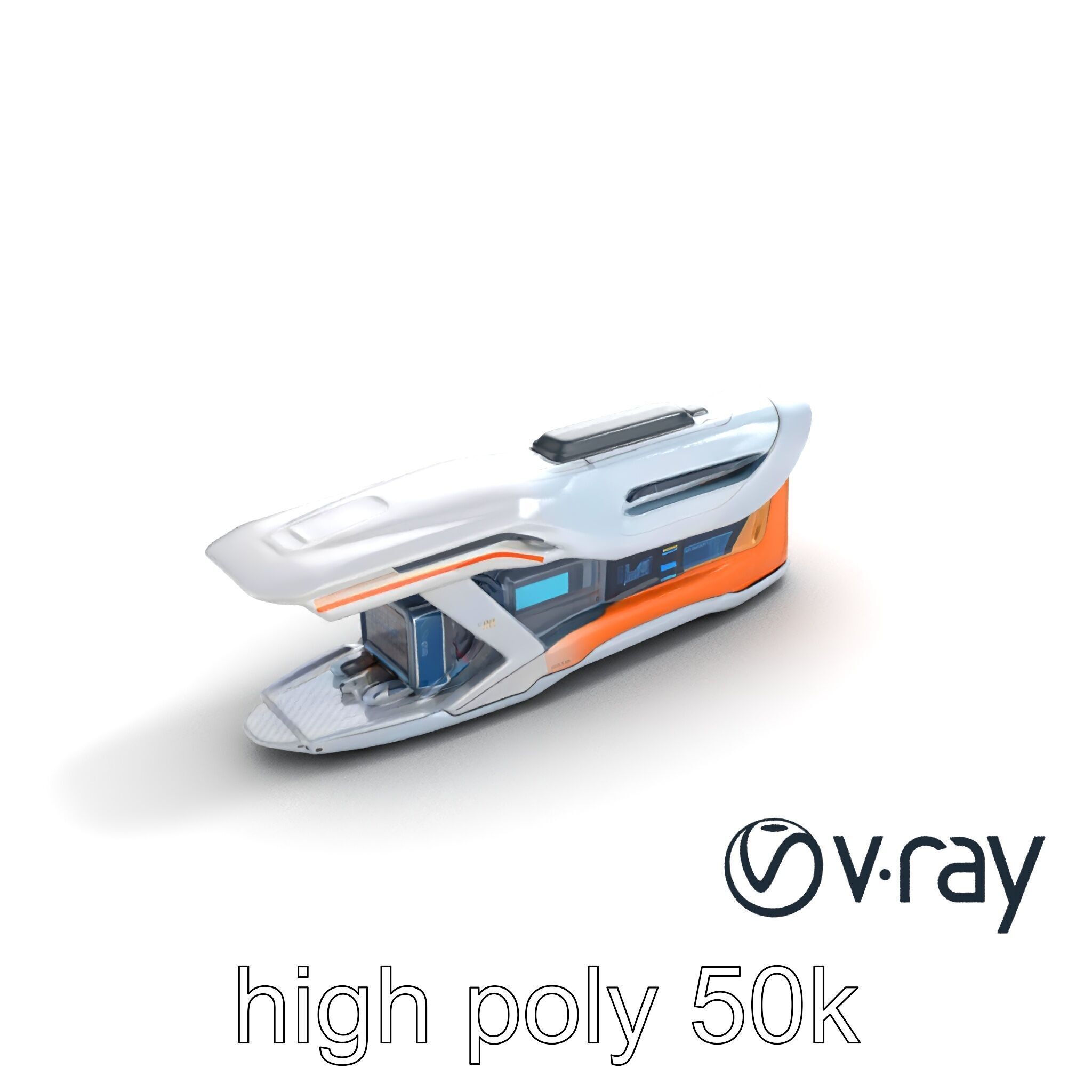 Futuristic Transport Node with Neon Accents model pack Low-poly 3D model_10