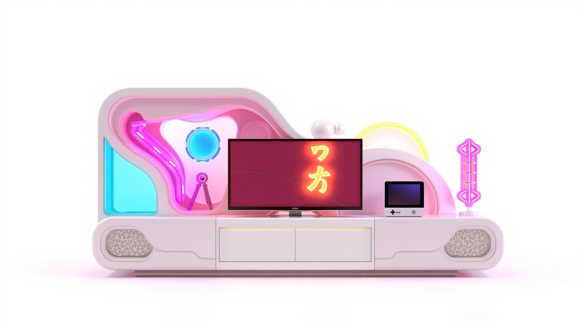 Neon Entertainment Center Module model pack Low-poly 3D model_4