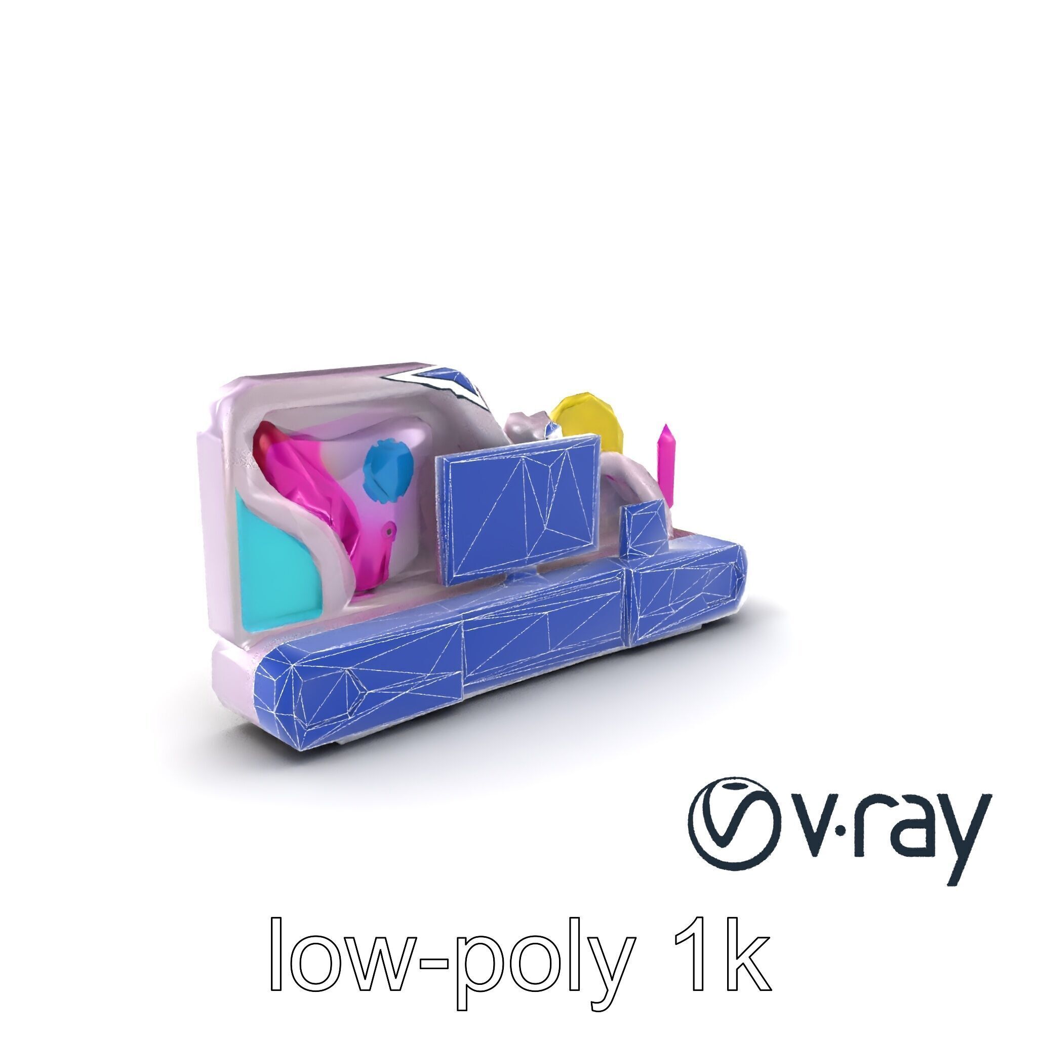 Neon Entertainment Center Module model pack Low-poly 3D model_6